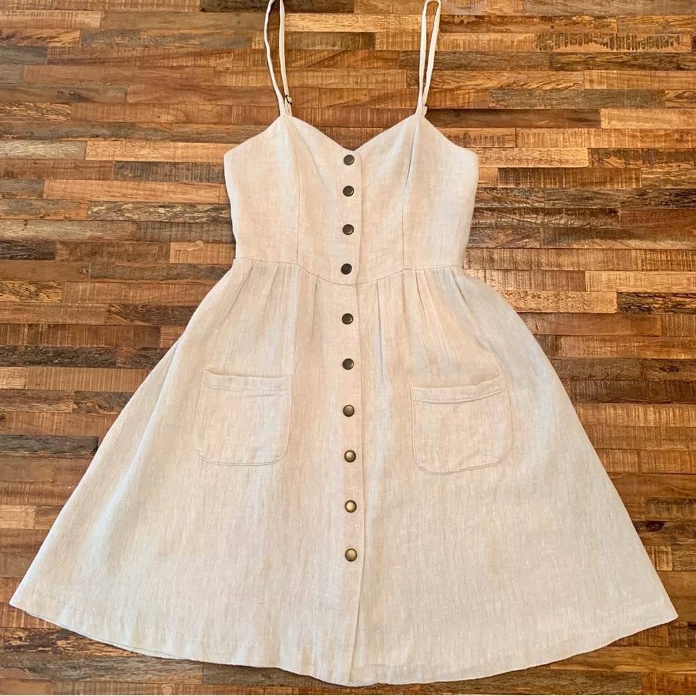 Urban Outfitters COPE Linen Blend Dress in a Natural Color sz XS - Picture 1 of 13